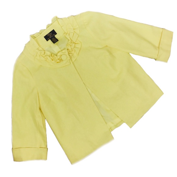 Vintage Trenz Yellow Button Ruffle Mad Men Jacket - Picture 2 of 8